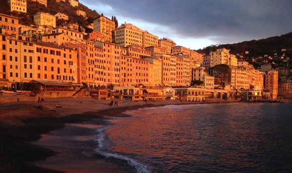 camogli tramonto spiaggia