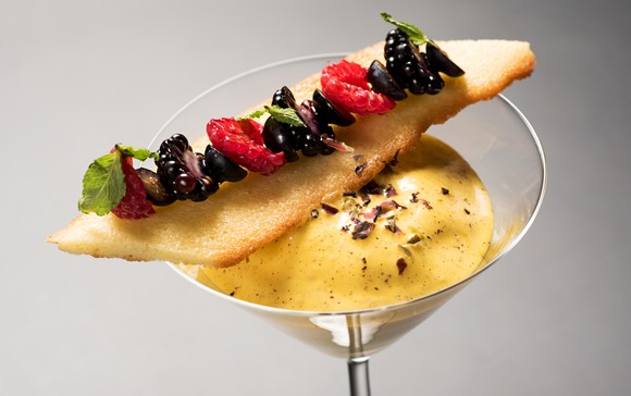 Zabaione freddo e cialda al mais ecrudo milano580