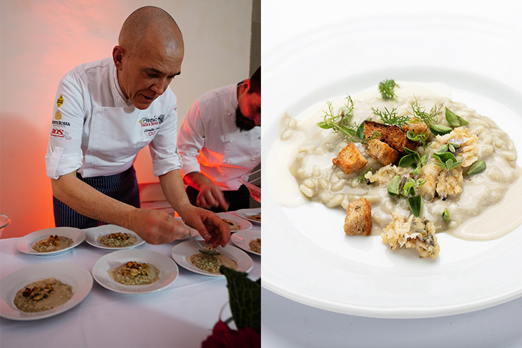 Lionello Cera con Risotto con pan e sardèe in saòr
