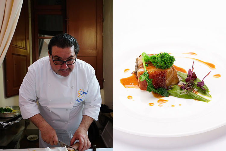 Massimo Mantarro con Maialino limone Interdonato e cime di rapa
