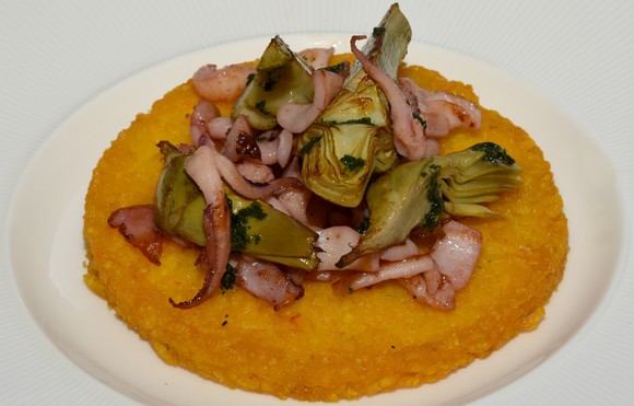la cucina dei frigoriferi milanesi  Risotto croccante con calamari e carcofi580