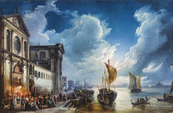 Novara-Mito-Venezia-7.-Moja-F.-La-processione-alla-Chiesa-delle-Zattere-1884-olio-su-tela- 570